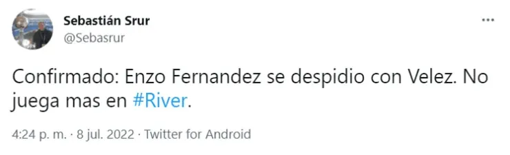 Srur confirmó que Enzo Fernández se va de River.