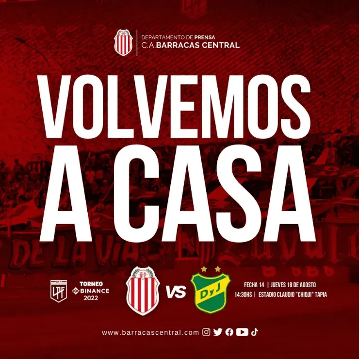 Barracas festeja la vuelta a casa.