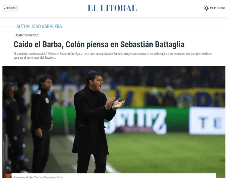 Colón quiere a Battaglia.