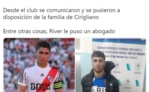 La decisión de River con Ezequiel Cirigliano tras su detención.
