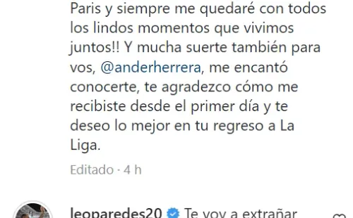 Paredes apareció con una respuesta cariñosa para Messi.