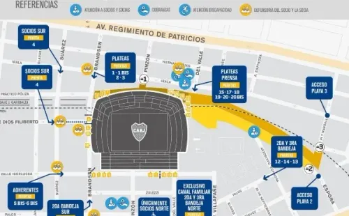 Los accesos a La Bombonera para esta tarde.