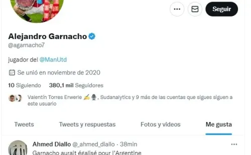 El polémico me gusta de Garnacho.