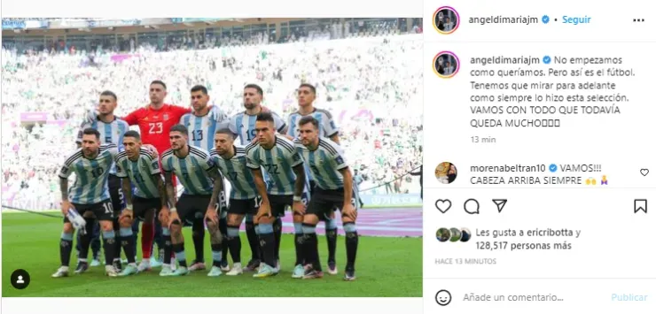 El posteo de Di María.