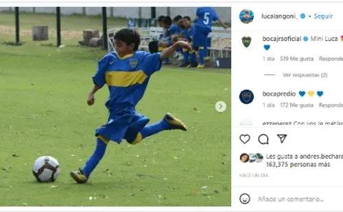 El comentario de Boca en un emotivo posteo de Luca Langoni.
