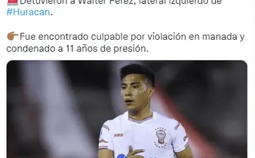 Conmoción en Huracán: un jugador del plantel fue condenado por violación.
