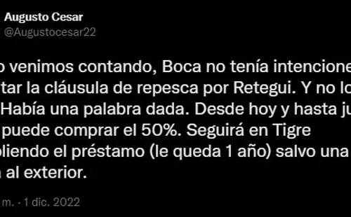 Boca no pidió a Retegui.