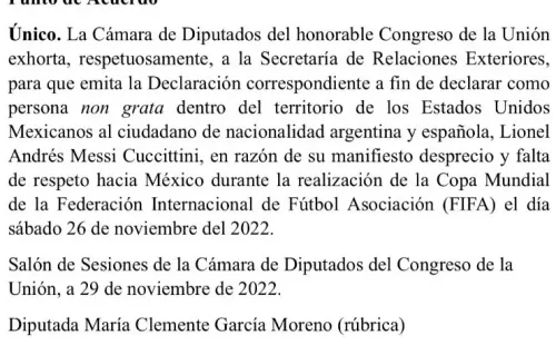 En México buscan declarar “persona no grata” a Messi.