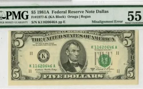 El frente del billete de 5 dólares.