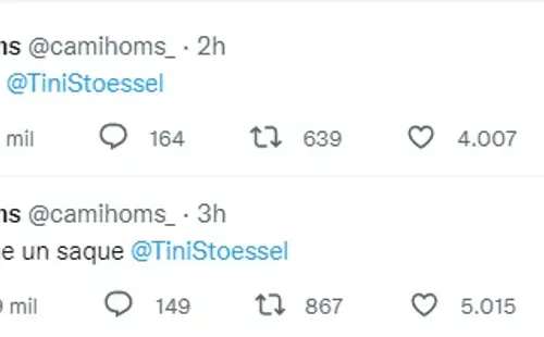 Los agresivos tweets de la cuenta fake de Camila Homs para Tini Stoessel
