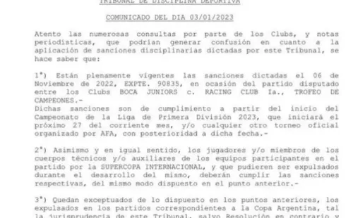 El comunicado de AFA