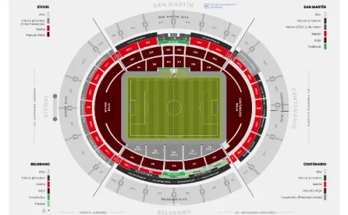 Mapa del Estadio Monumental.