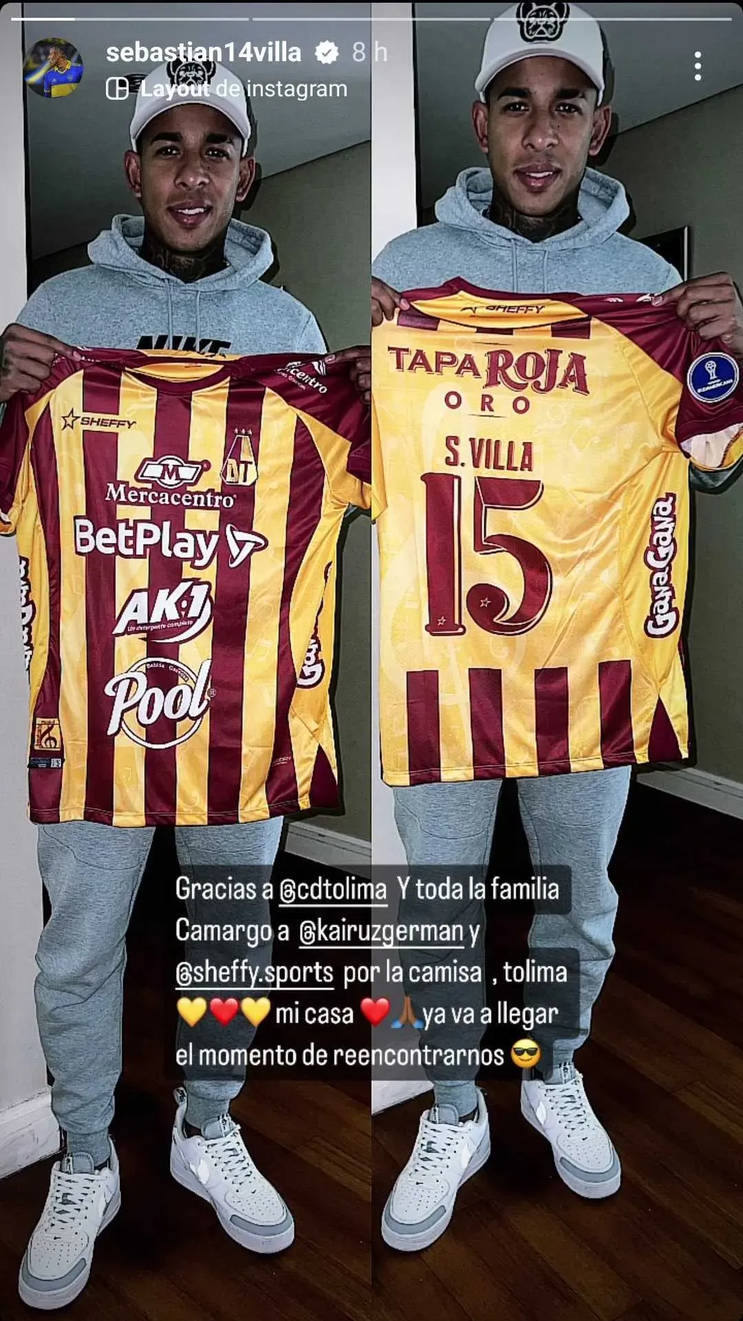 Historia de Sebastián Villa con la camiseta de Tolima