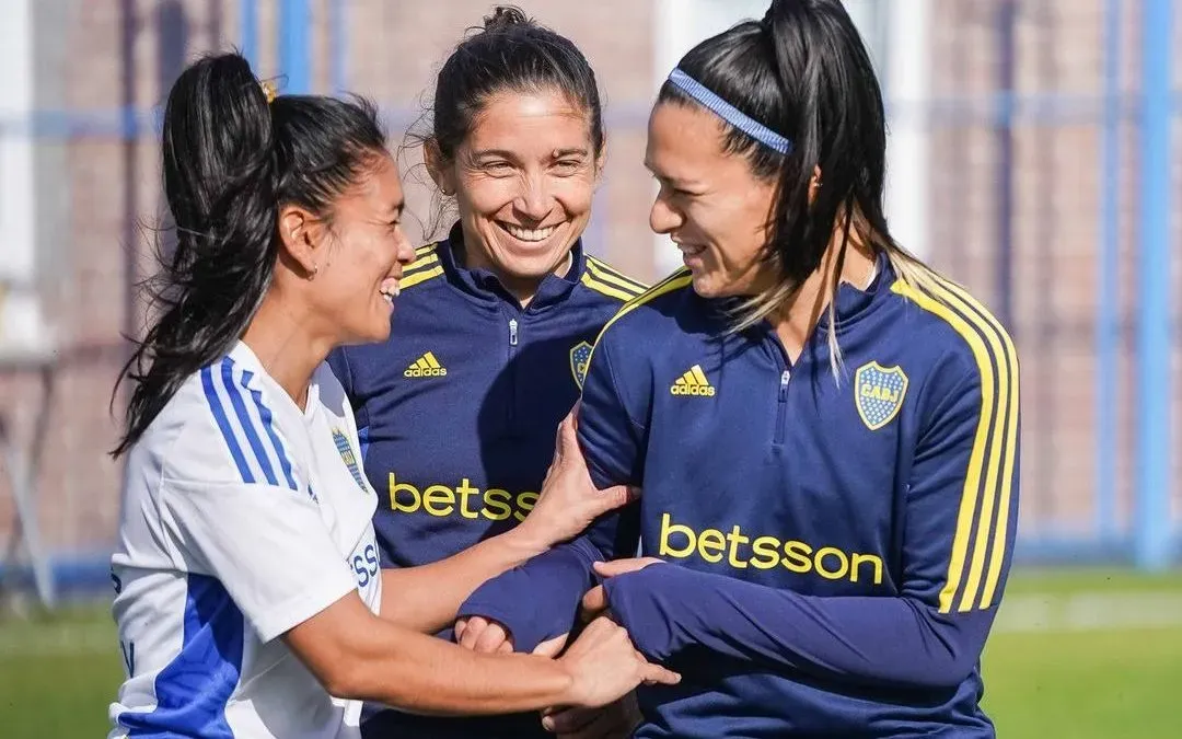 Gaitán, Ojeda y Stábile en el entrenamiento. PRENSA BOCA.
