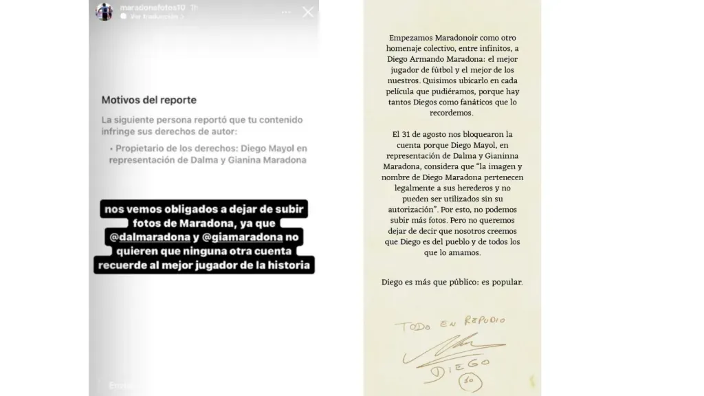 Los descargos de las cuentas fan de Maradona