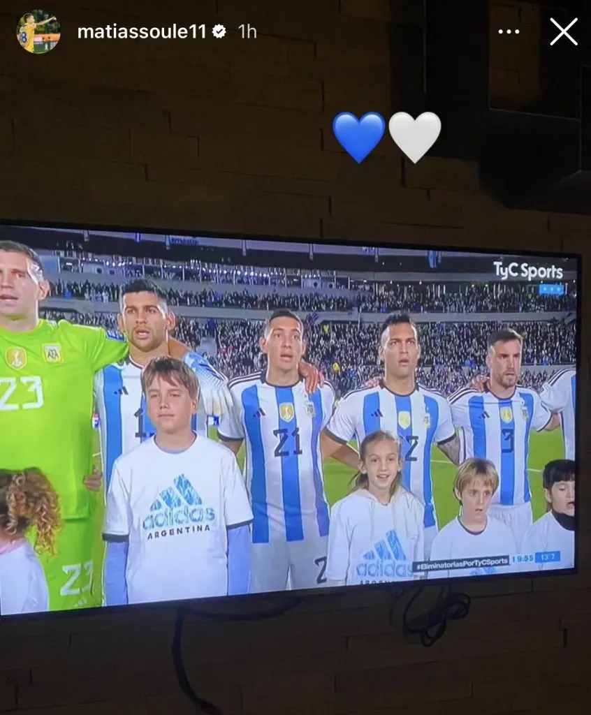 La historia de Matías Soulé en su cuenta de Instagram.