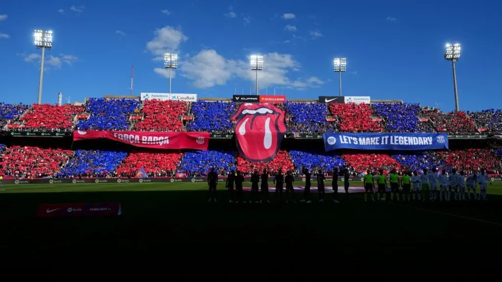 El mosaico con el logo de los Rolling Stones (Getty Images).