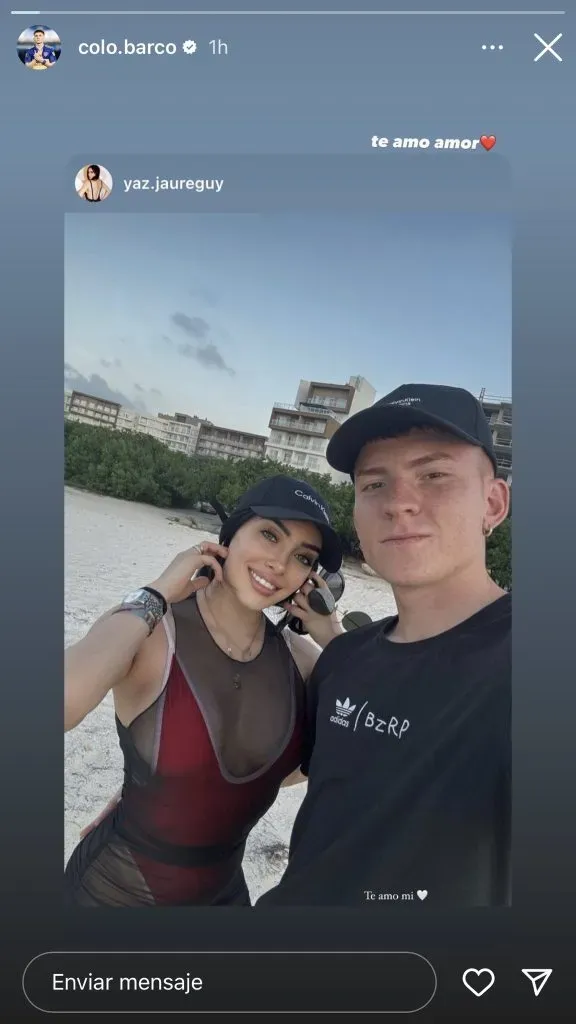 La historia de Valentín Barco en su cuenta de Instagram.