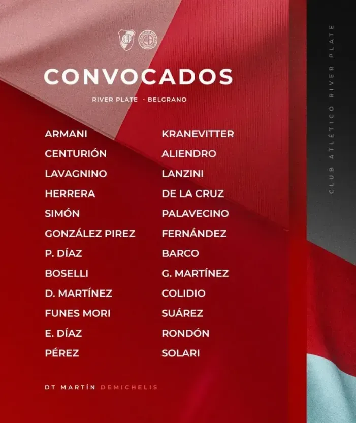 Los convocados de River. (Foto: Prensa River)
