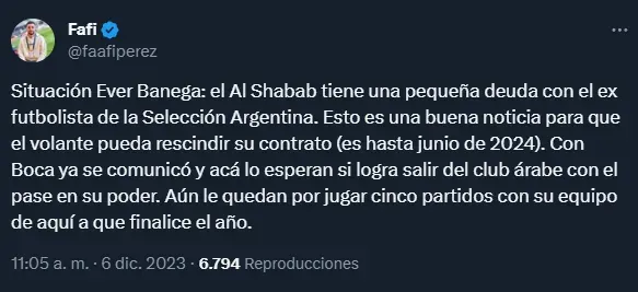 Al Shabab tiene una deuda económica con Banega