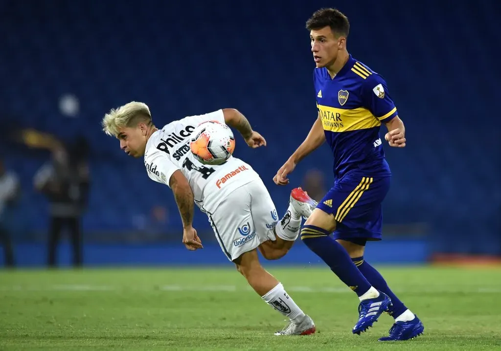 Yeferson Soteldo en La Bombonera, en la serie entre Boca y Santos. (Getty Images)