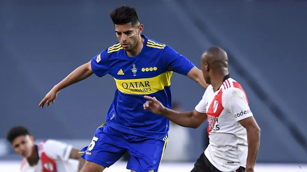 Carlos Zambrano disputando su último River – Boca en el Monumental. (Getty)