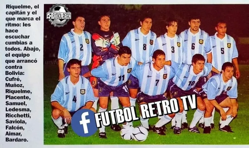 Un registro de aquellos tiempos compartiendo equipo con Riquelme y otros cracks. Foto Futbol retro TV