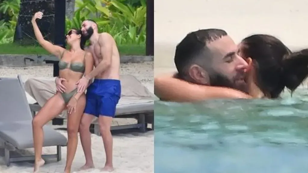 Benzema, junto a su ex pareja Chloe (Instagram @wags_news).