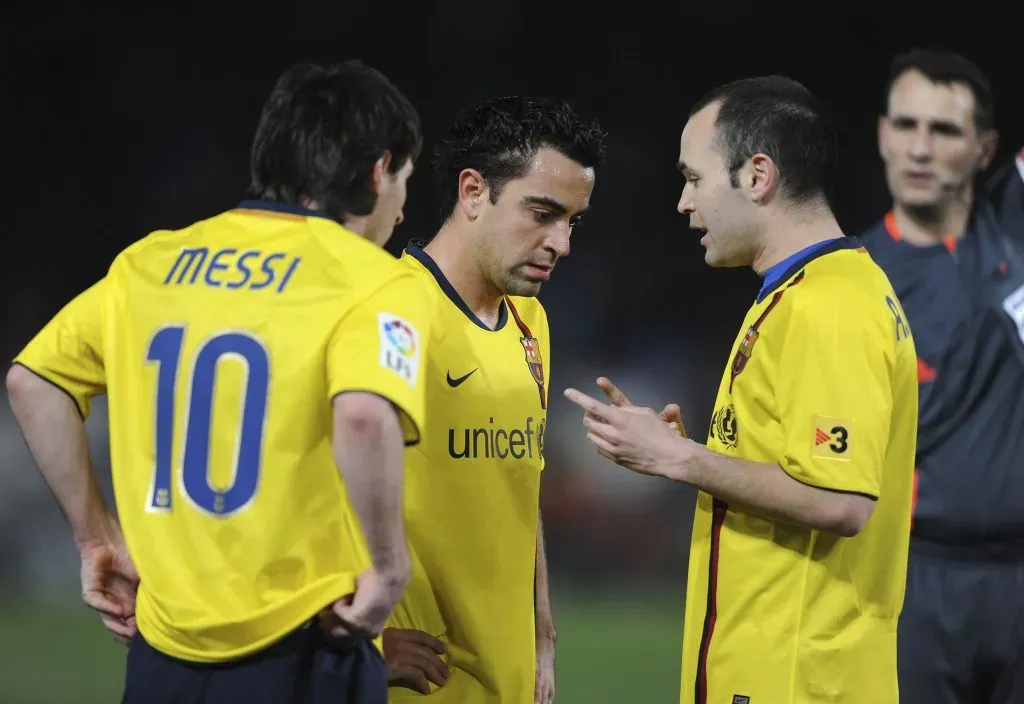 Messi, Iniesta y Xavi. (Foto: Getty).
