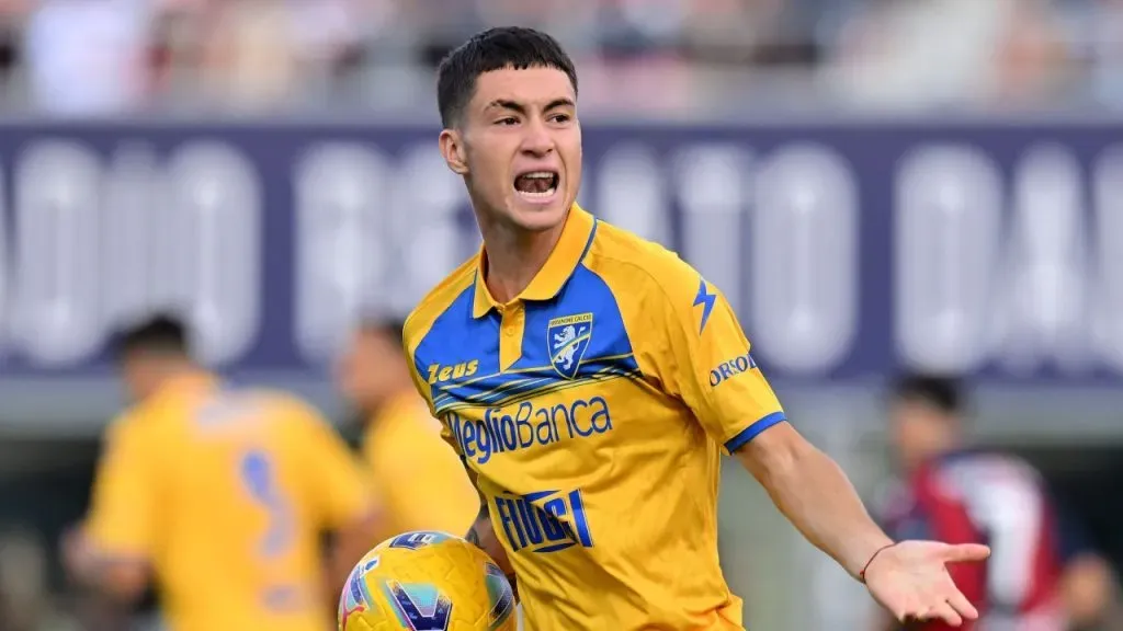 Matías Soulé lleva 9 goles en 19 partidos en el Frosinone. Getty Images.