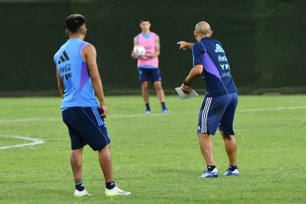 Javier Mascherano en el entrenamiento previo al cruce con Perú de este miércoles 24 de enero. @Argentina