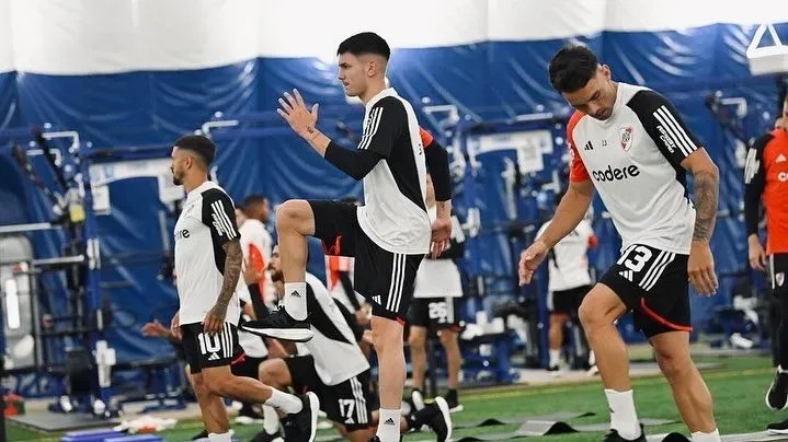 Franco Mastantuono entrenándose con River. (Instagram: franco.mastantuono)