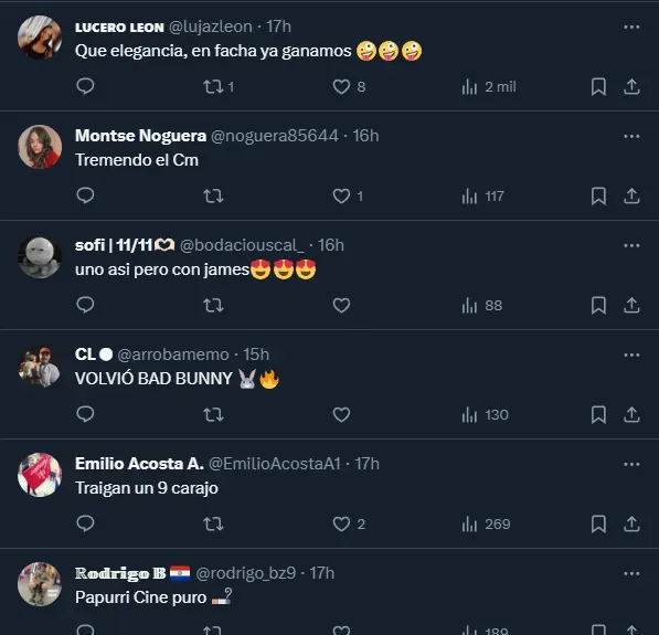 Los comentarios al video de presentación de Bruno Valdez en Cerro Porteño (Twitter @CCP1912oficial).