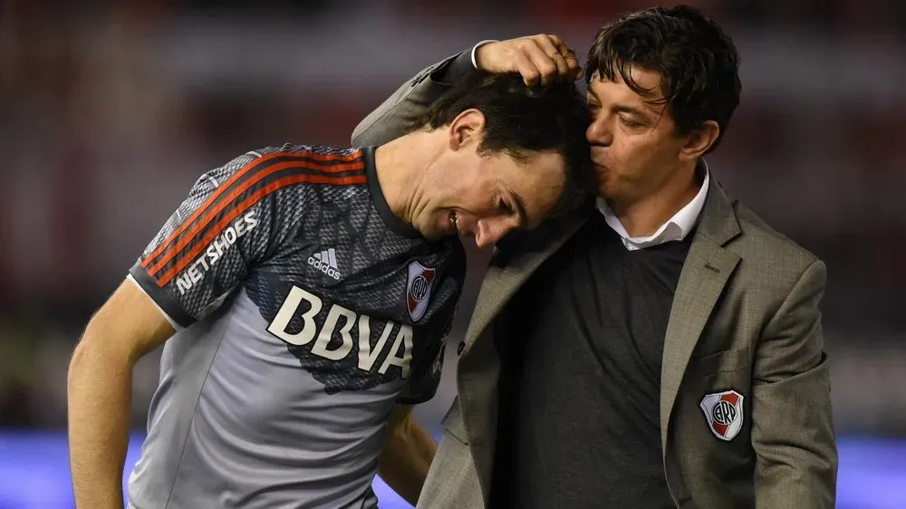 Barovero junto a Gallardo en su despedida de River. (Foto: La Página Millonaria)