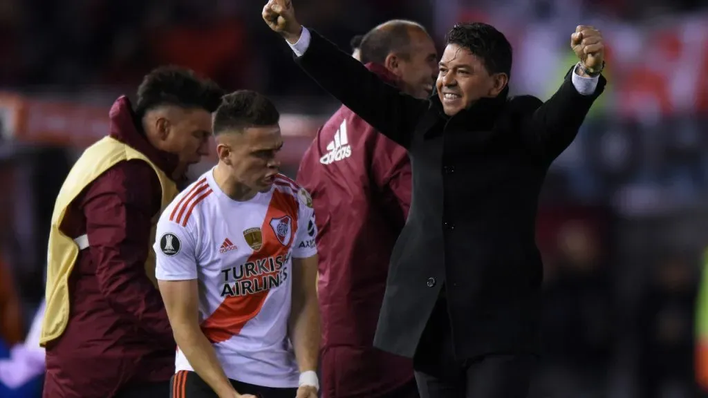 Borré y Gallardo festejando un gol de River en la Copa Libertadores 2019 (Getty Images).