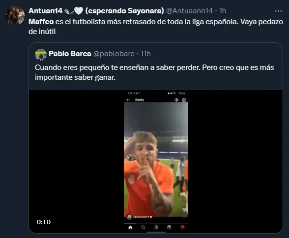 Críticas a Maffeo (Twitter).