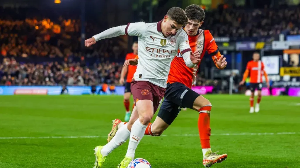 Julián Álvarez, en el mencionado Luton Town vs. Manchester City (IMAGO / Pro Sports Images).