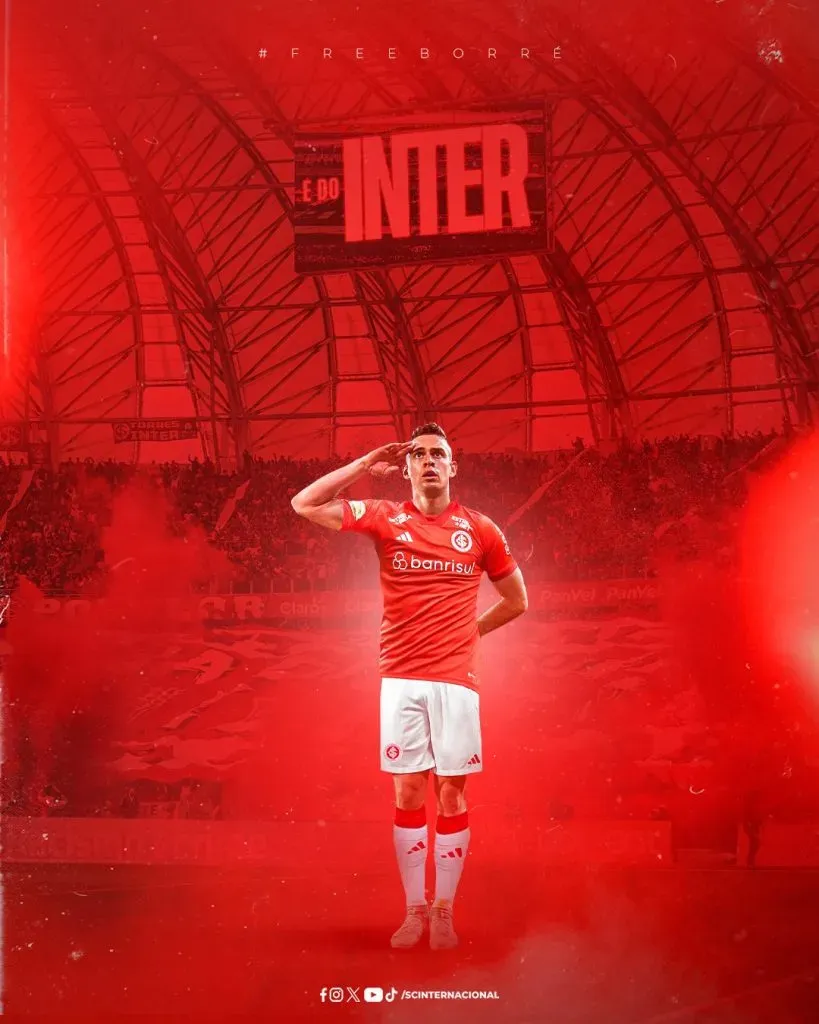 Inter de Porto Alegre confirmó la llegada de Rafael Santos Borré (Twitter @SCInternacional).