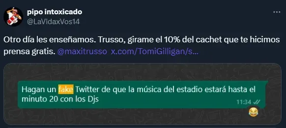 Uno de los mensajes que prueba la ‘fake news’ (Twitter)