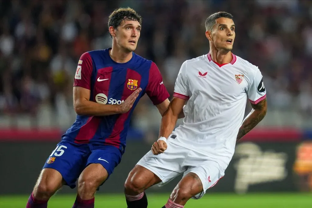 Erik Lamela en un partido contra Barcelona. (Foto: Getty)