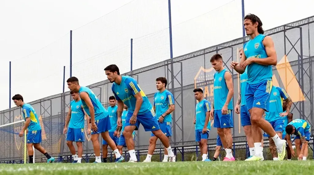El plantel de Boca se entrenó en Ezeiza. (Prensa Boca)