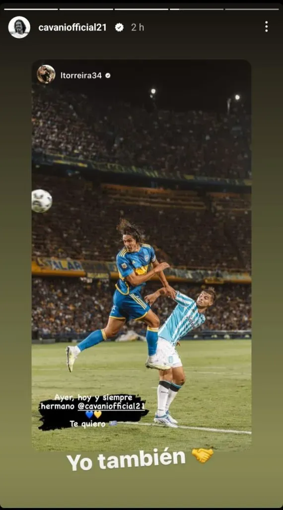 El posteo de Torreira para Cavani