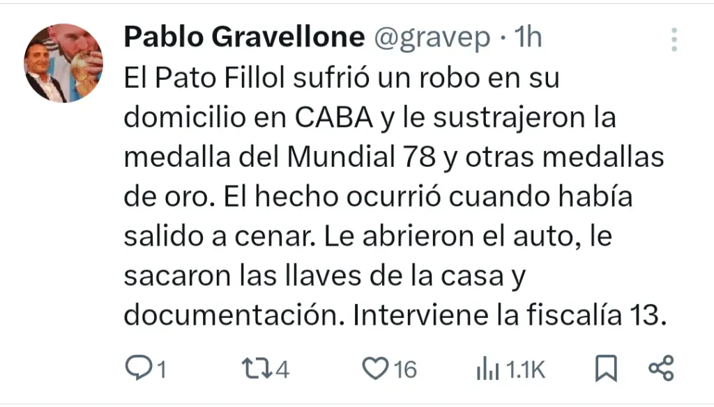 Tuit de Pablo Gravellone.