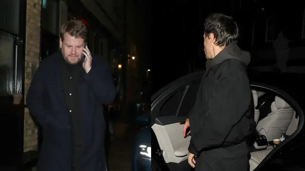 James Corden y Harry Styles fueron fotografiados llegando a la fiesta. Crédito: SPLASH
