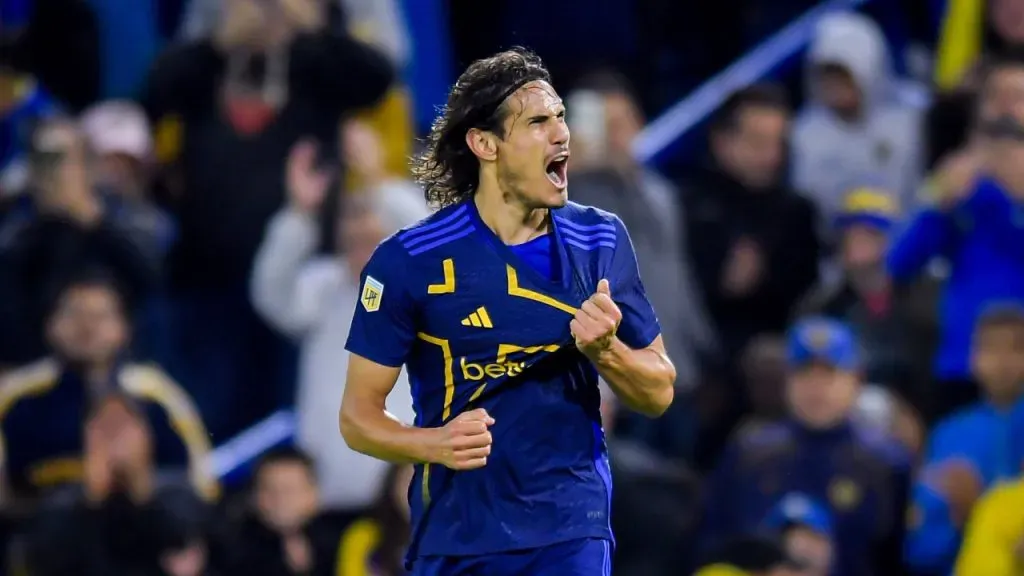 El grito de gol de Edinson Cavani ante Godoy Cruz (Getty Images).