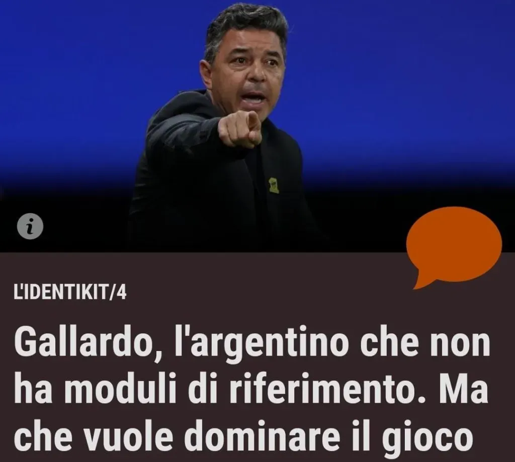 El artículo de La Gazzetta dello Sport sobre Marcelo Gallardo y el AC Milan.