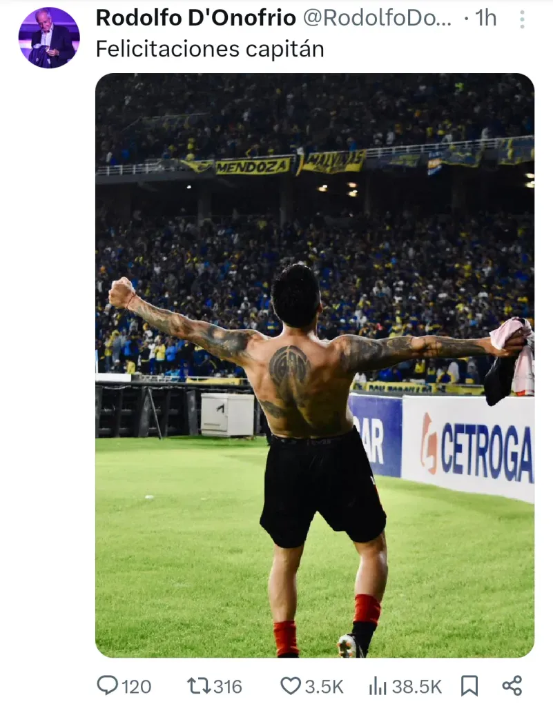 El menaje del expresidente de River en X.