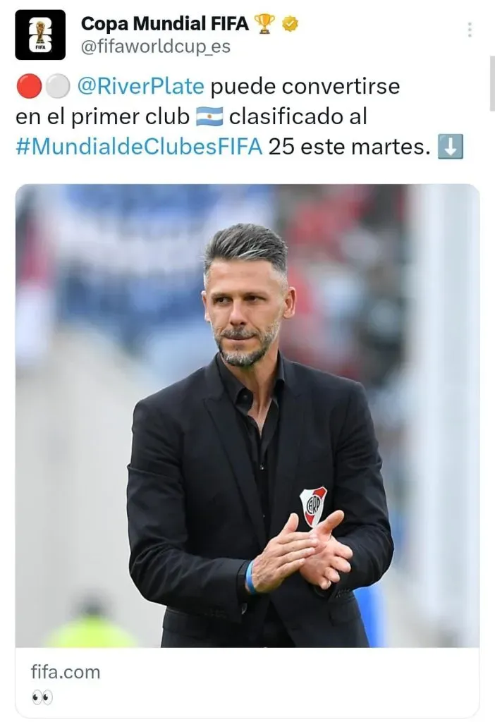 La publicación de FIFA con la que anunciaba la posibilidad de River ante el Mundial de Clubes del 2025.
