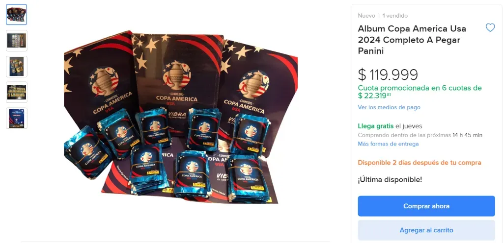 Una de las tantas publicaciones en Mercado Libre Argentina para comprar el álbum y todas las figuritas.