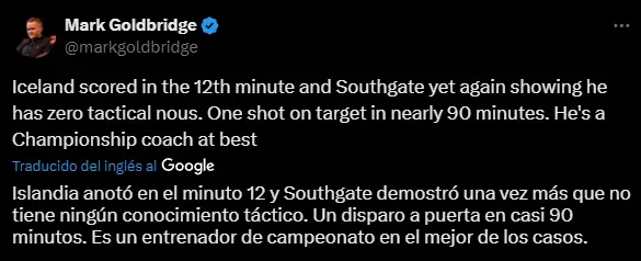 Las críticas a Southgate (Twitter).